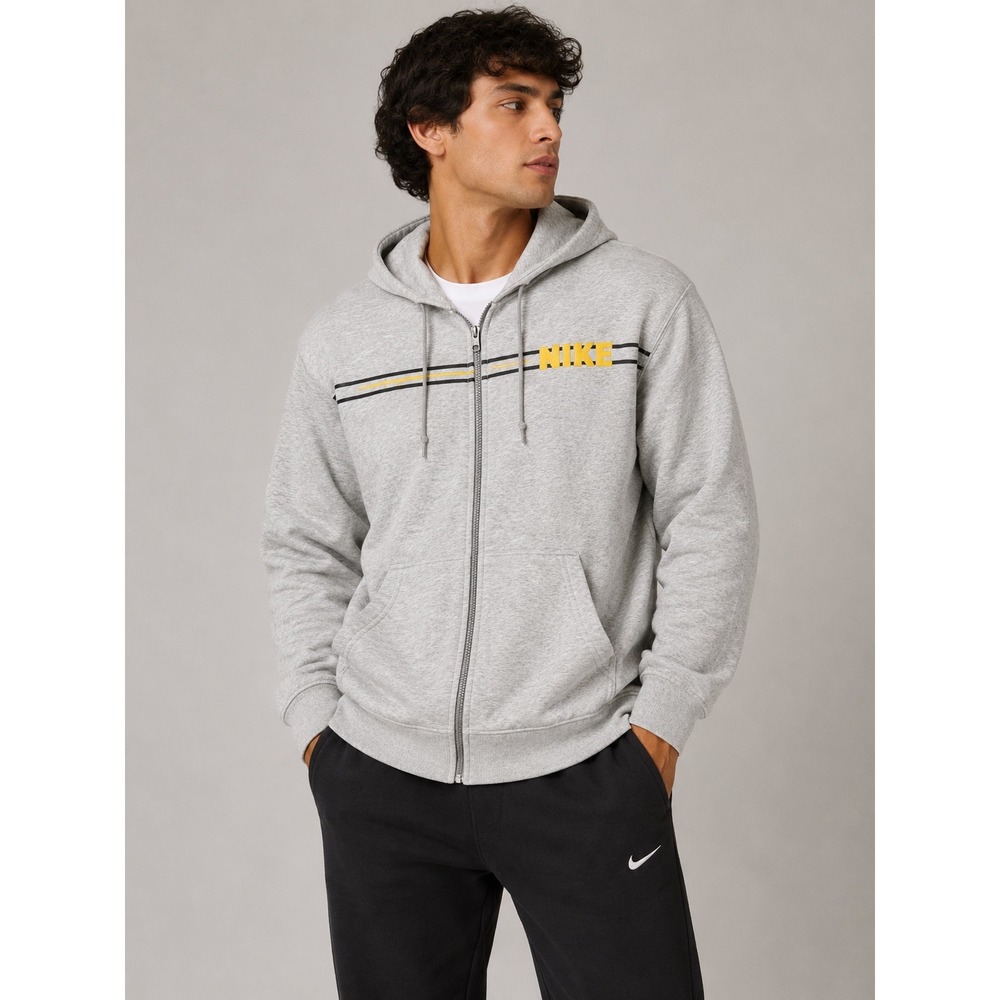Nike Gray Full Zip Hoodie Sweatshirt Mens XXL Athletic Sportswear Comfort |P1